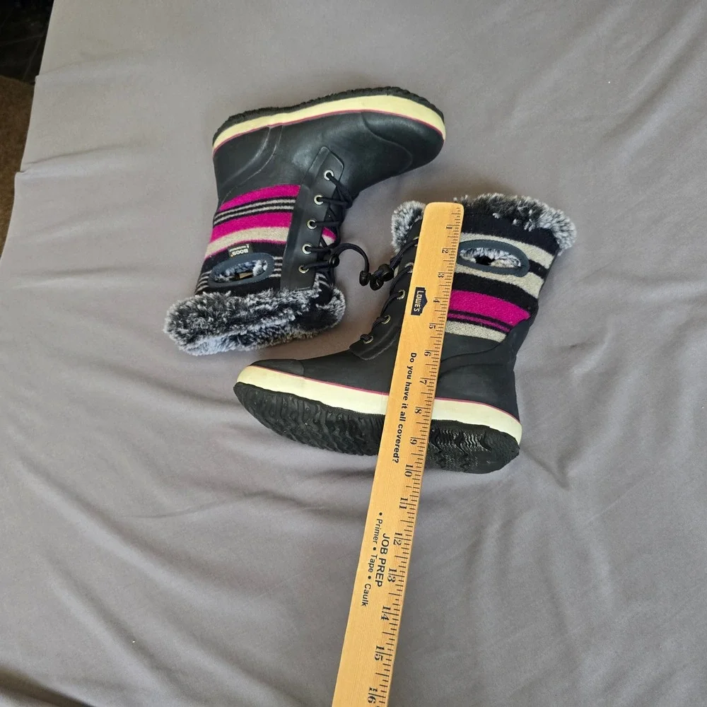 Bogs Kids Arcata Stripe Waterproof Winter Boots 4 Stripe Faux Fur -40F Rated